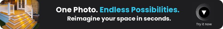 Sample web banner: One Photo. Endless Possibilities. Reimagine your space in seconds.